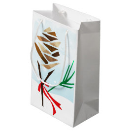 Bolsa De Regalo Pequeña Navidades de nieve de cono de pino ilustrado en in