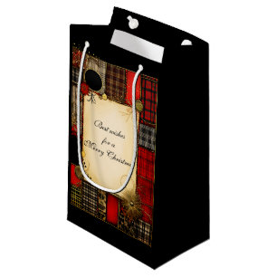 Bolsa De Regalo Pequeña Navidades de oro negro rojo saludando