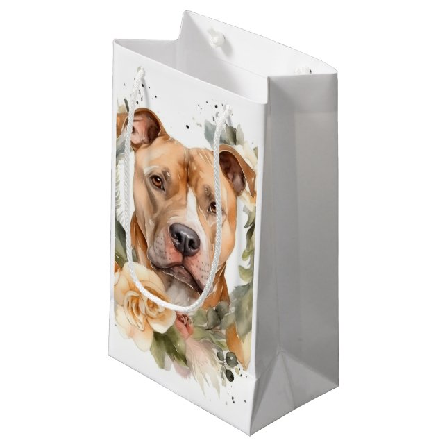Bolsa De Regalo Pequeña Navidades de Pitbull Wreath Festimes Pup (Angulo Anverso)