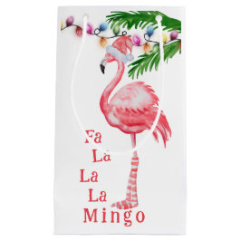 Bolsa De Regalo Pequeña Navidades de playa Fa La La La Mingo Pink Flamingo