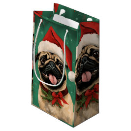 Bolsa De Regalo Pequeña Navidades de pug pinchan arte