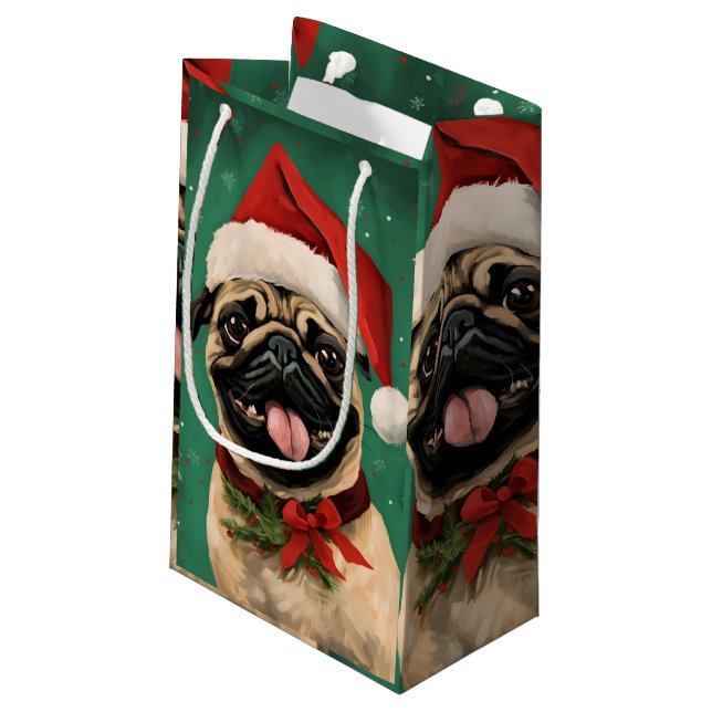 Bolsa De Regalo Pequeña Navidades de pug pinchan arte (Angulo reverso)