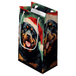 Bolsa De Regalo Pequeña Navidades de Rottweiler pinchan arte
