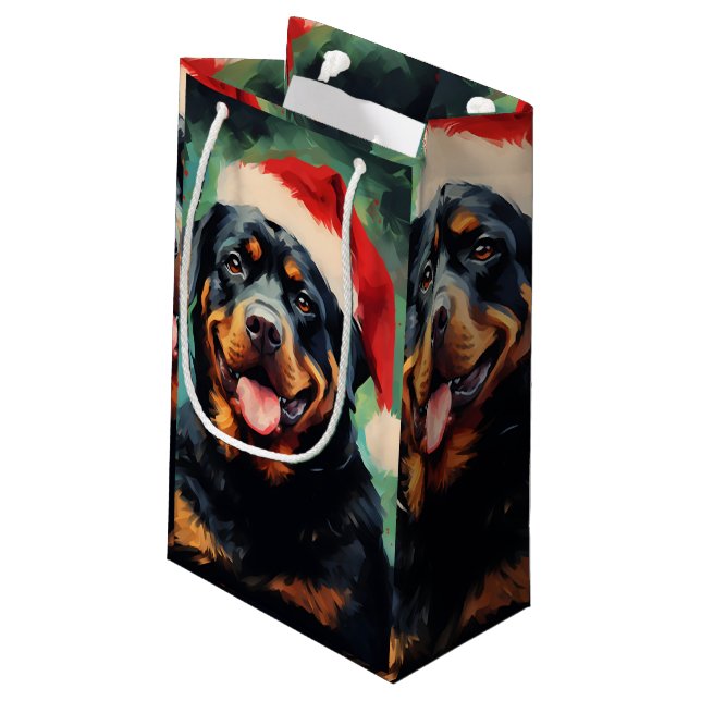 Bolsa De Regalo Pequeña Navidades de Rottweiler pinchan arte (Angulo reverso)