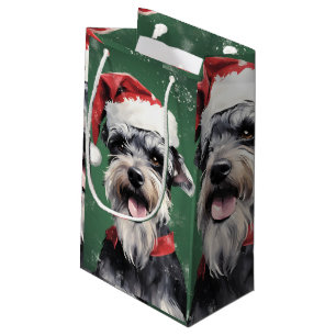 Bolsa De Regalo Pequeña Navidades de Schnauzer en miniatura pintan en arco