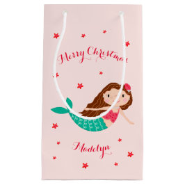 Bolsa De Regalo Pequeña Navidades de sirena nombre personalizado rosa