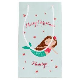 Bolsa De Regalo Pequeña Navidades de Sirenas Red Aqua Personalizada
