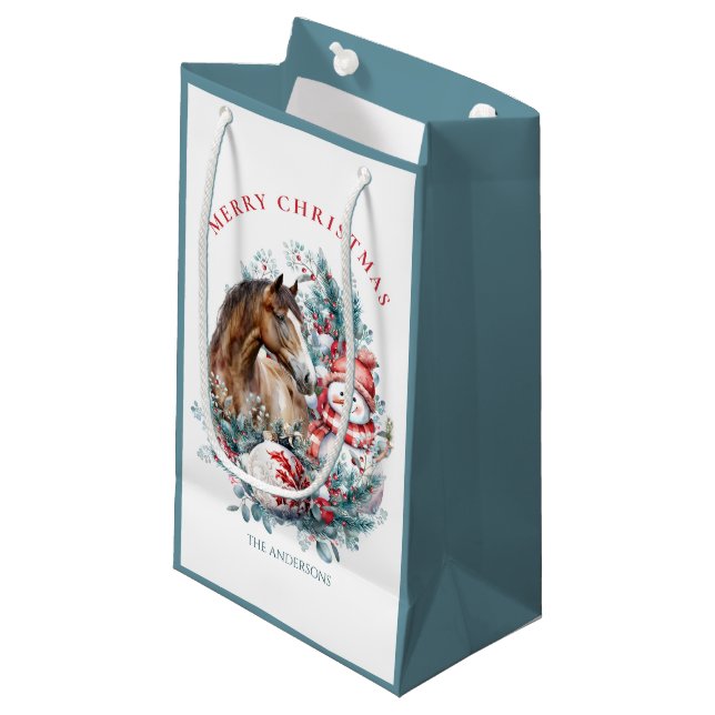 Bolsa De Regalo Pequeña Navidades de snowman acuarela elegante (Angulo Anverso)