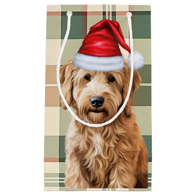 Bolsa De Regalo Pequeña Navidades de vacaciones de goldendoodle (Anverso)