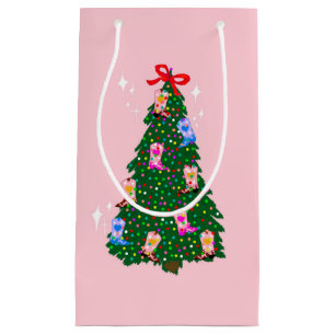 Bolsa De Regalo Pequeña Navidades de Western Boots, chica de vaca rosa mod