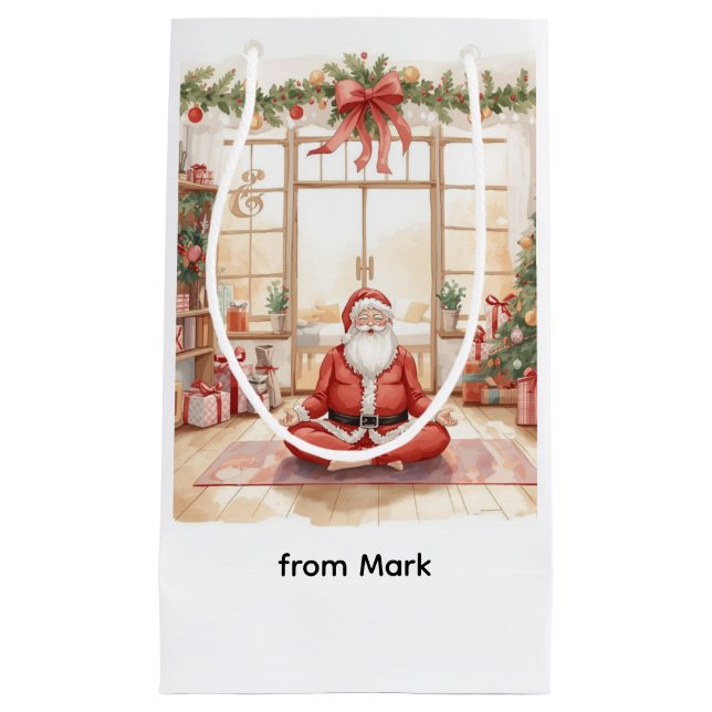 Bolsa De Regalo Pequeña Navidades de yoga con Santa Claus en clase de yoga (Anverso)