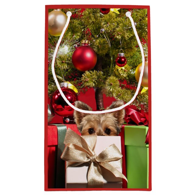 Bolsa De Regalo Pequeña Navidades de Yorkie (Reverso)