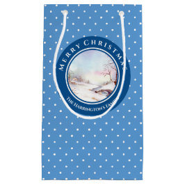 Bolsa De Regalo Pequeña Navidades del paisaje acuático Snowy Bridge