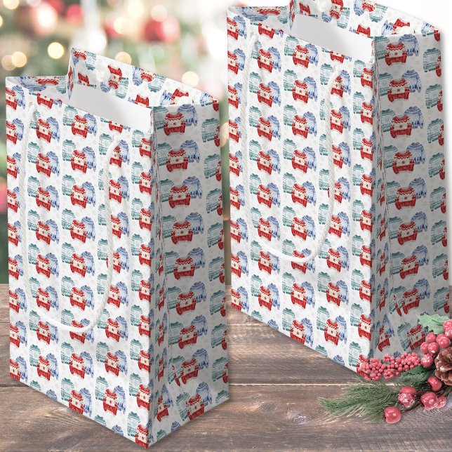 Bolsa De Regalo Pequeña Navidades del patrón de suéter feo festivo (Festive Ugly Sweater Pattern Christmas Small Gift Bag)