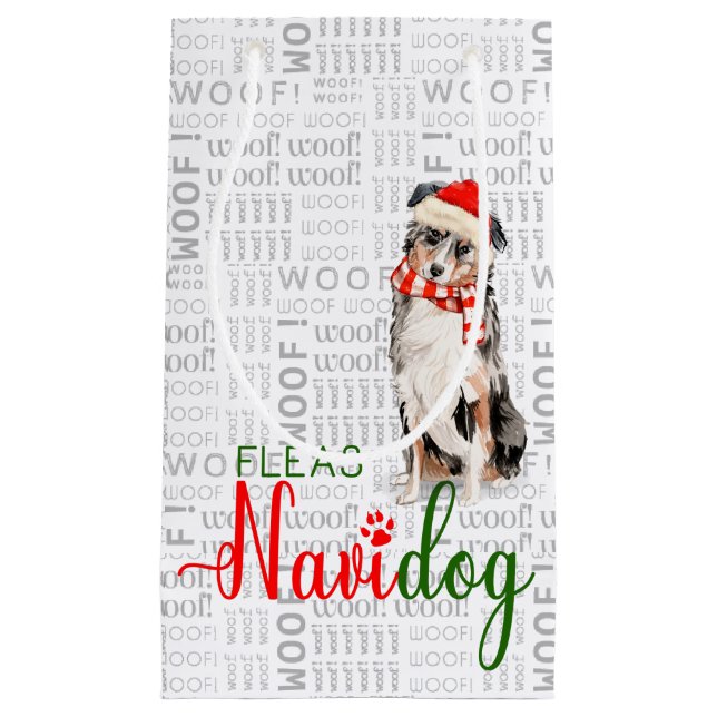 Bolsa De Regalo Pequeña Navidades divertidos del pastor australiano Fleas  (Anverso)
