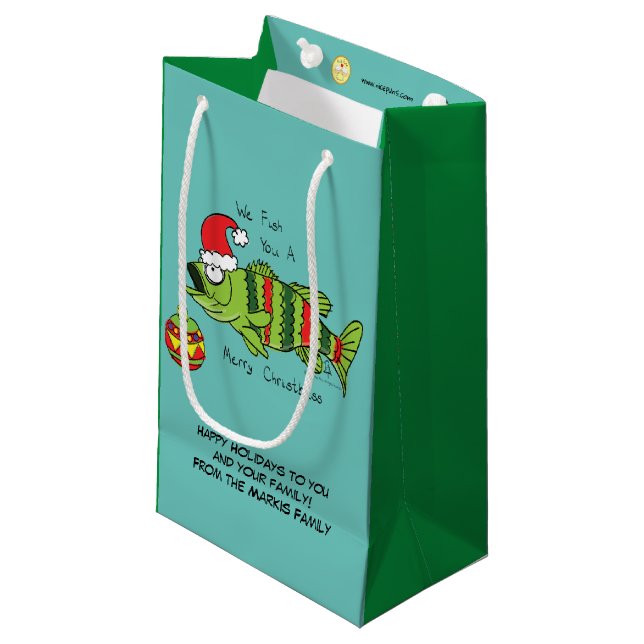 Bolsa De Regalo Pequeña Navidades divertidos Personalizado de pescado de p (Angulo Anverso)