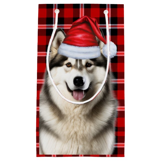 Bolsa De Regalo Pequeña Navidades divertidos y divertidos de malamute (Anverso)