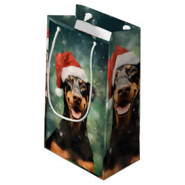 Bolsa De Regalo Pequeña Navidades Doberman pincel de pintura