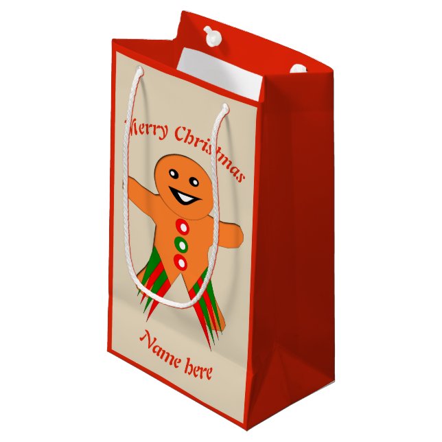 Bolsa De Regalo Pequeña Navidades Fiesta Gingerbread Man Personalizado Bol (Angulo Anverso)