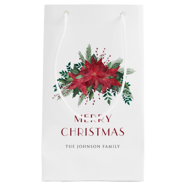 Bolsa De Regalo Pequeña Navidades florales de Poinsettia Roja (Anverso)
