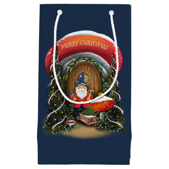 Bolsa De Regalo Pequeña Navidades Gnome vacaciones en casa (Anverso)