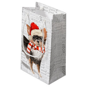 Bolsa De Regalo Pequeña Navidades graciosos de Navidog Long Hair Chihuahua