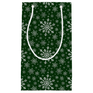 Bolsa De Regalo Pequeña Navidades gris plateados con copos de nieve en ver