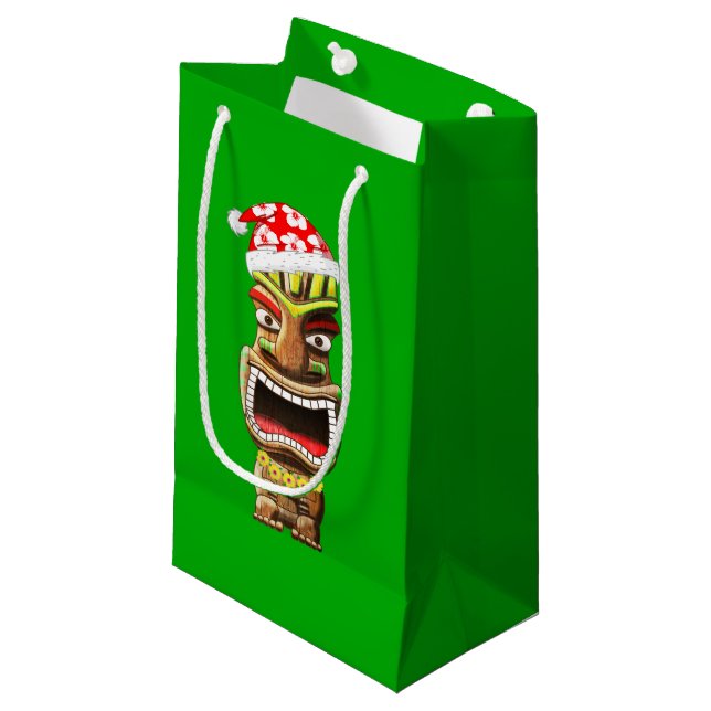 Bolsa De Regalo Pequeña Navidades hawaianos Santa Tiki (Angulo Anverso)