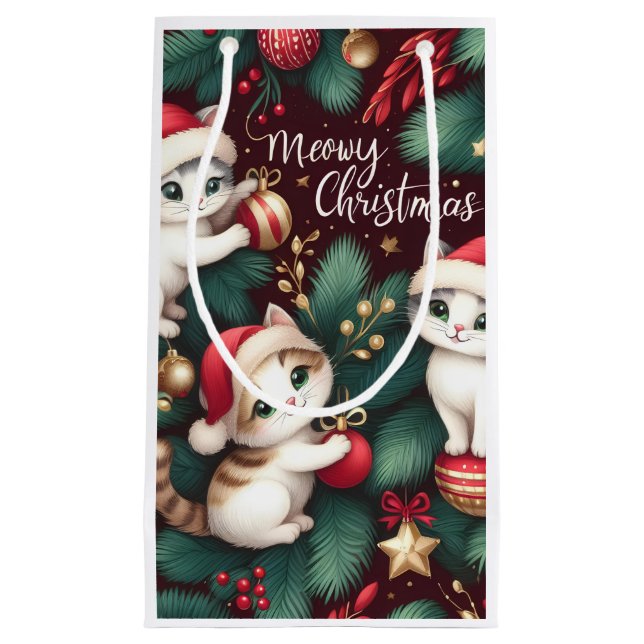 Bolsa De Regalo Pequeña Navidades Meowy - (Anverso)