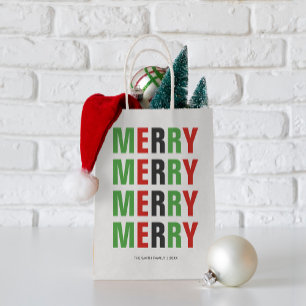 Bolsa De Regalo Pequeña Navidades "Merry" festivos por letras negrita