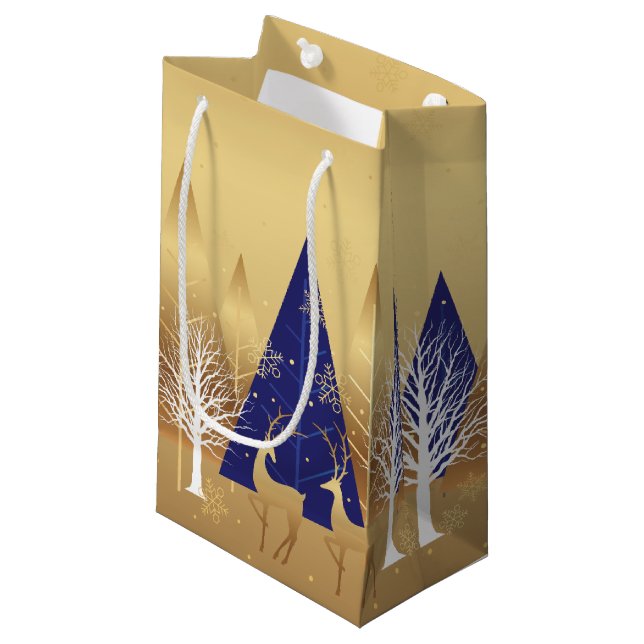 Bolsa De Regalo Pequeña Navidades modernos Escena de venado de invierno Az (Angulo Anverso)