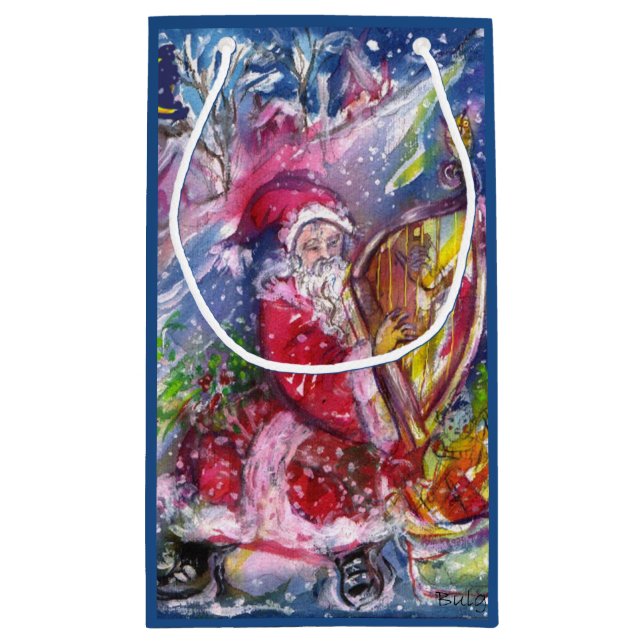BOLSA DE REGALO PEQUEÑA NAVIDADES NOCHE / SANTA CLAUS JUGANDO HARP (Reverso)
