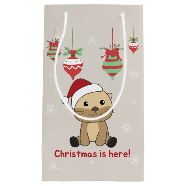 Bolsa De Regalo Pequeña Navidades Otter Nieve Animales De Invierno Otter G (Anverso)