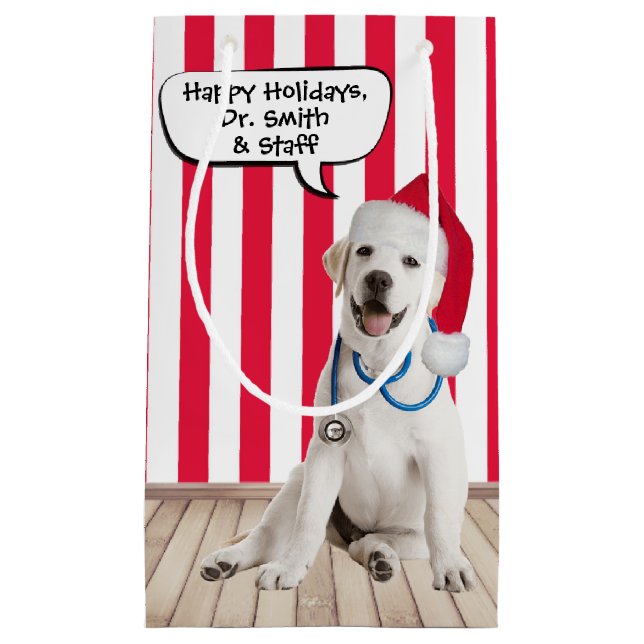 Bolsa De Regalo Pequeña Navidades recuperadores de labrador para veteranos (Anverso)