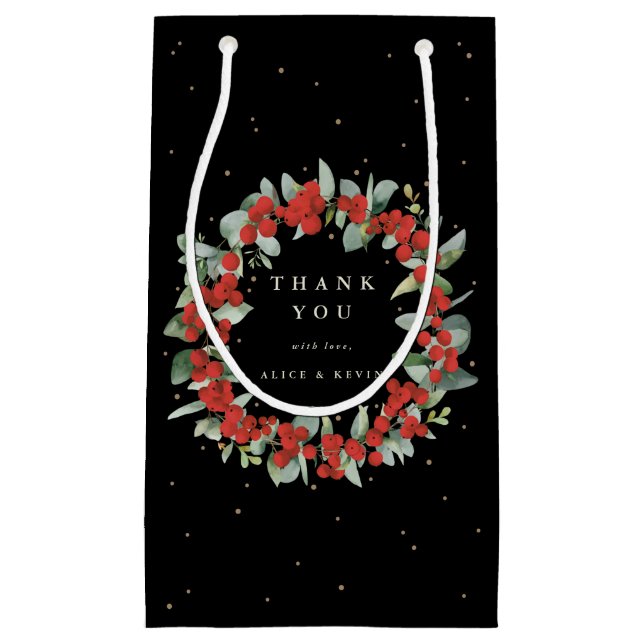 Bolsa De Regalo Pequeña Navidades Red Berry+Eucalyptus/Holiday Gracias (Anverso)