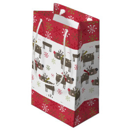 Bolsa De Regalo Pequeña Navidades Red, White y Green Reindeer