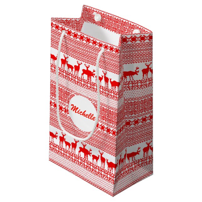 Bolsa De Regalo Pequeña NAVIDADES REIN DEER LAPLAND PATTERN S Gift Bag (Angulo Anverso)