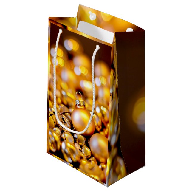 Bolsa De Regalo Pequeña Navidades Rosa Gold Baubles (Angulo Anverso)