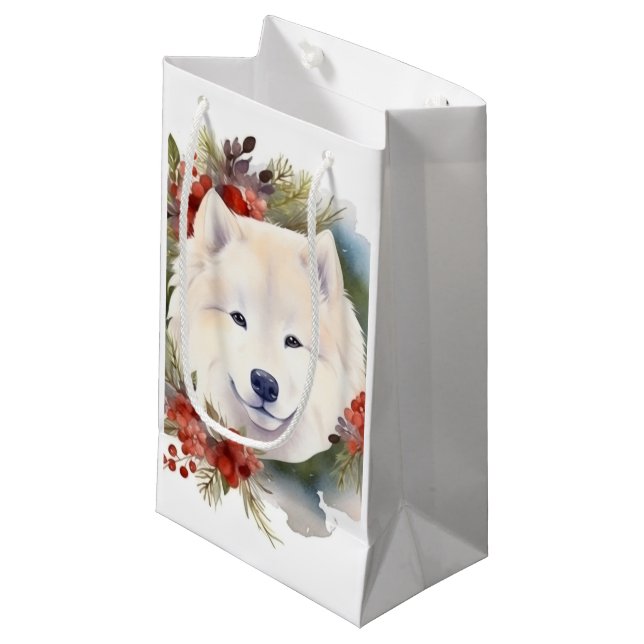 Bolsa De Regalo Pequeña Navidades Samoys Wreath Festive Pup (Angulo Anverso)