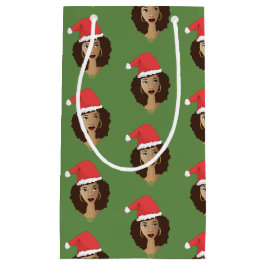 Bolsa De Regalo Pequeña Navidades Santa Hat, mujer negra, verde