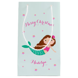 Bolsa De Regalo Pequeña Navidades sirenas rosan Verde azulado personalizad