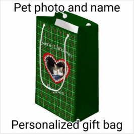 Bolsa De Regalo Pequeña Navidades texto de su mascota personalizado de fot