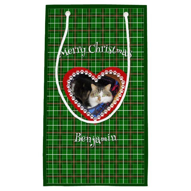 Bolsa De Regalo Pequeña Navidades texto de su mascota personalizado de fot (Anverso)