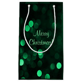 Bolsa De Regalo Pequeña Navidades verdes brillantes iluminan Bokeh Feliz N