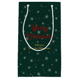 Bolsa De Regalo Pequeña Navidades verdes personalizados con nevadas