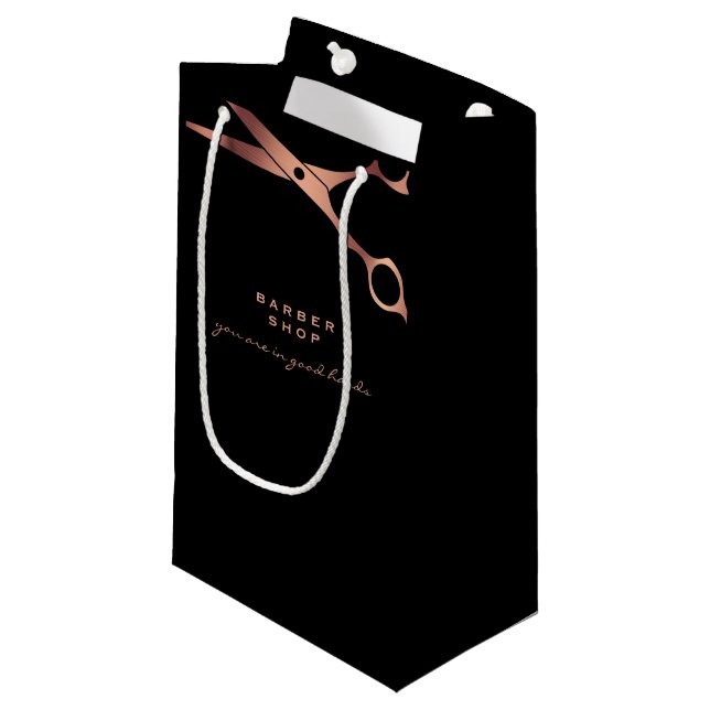 Bolsa De Regalo Pequeña Negra de tijeras de cobre (Angulo Anverso)