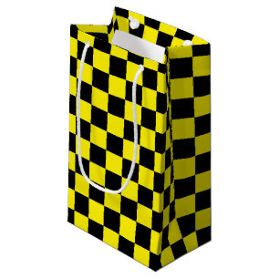 Bolsa De Regalo Pequeña Negro y amarillo a cuadros