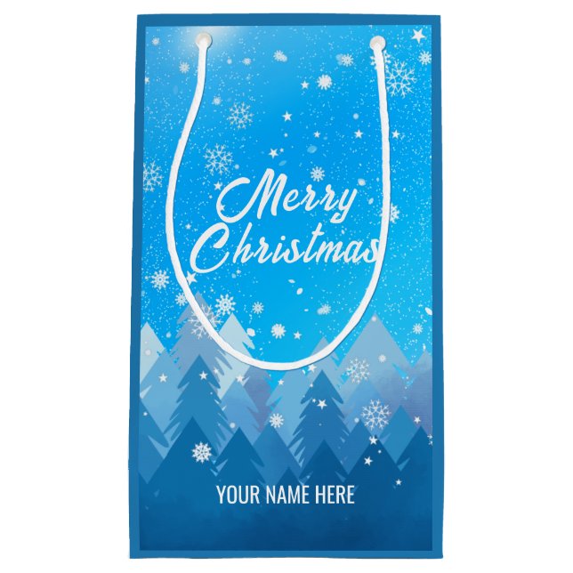 Bolsa De Regalo Pequeña Nieve blanca azul Navidades de los bosques pacífic (Anverso)