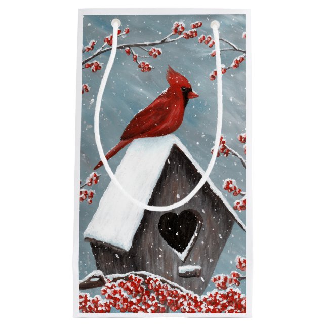 Bolsa De Regalo Pequeña Nieve cardinal septentrional del invierno (Anverso)