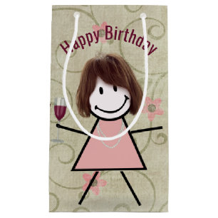 Bolsa De Regalo Pequeña Niña De Cumpleaños Con Vino Rojo